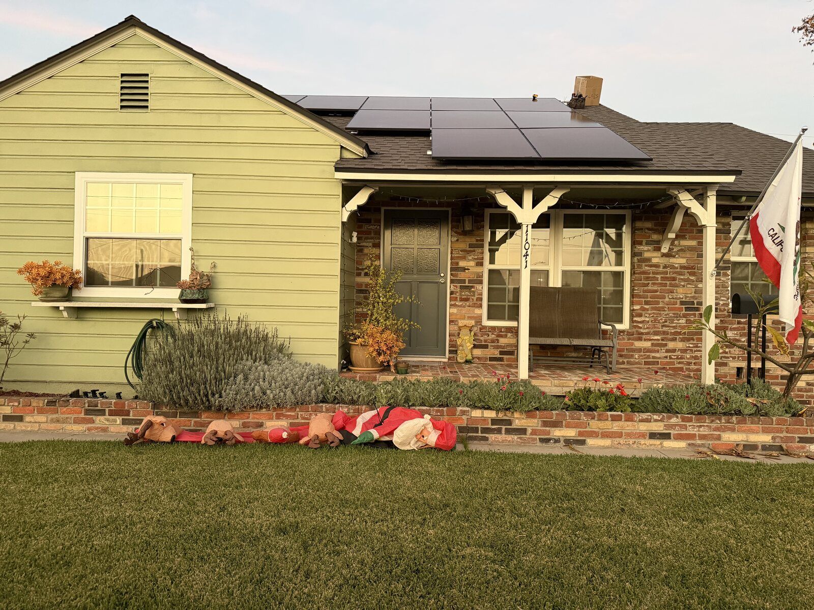 Residential rooftop solar array being installed on a Southern California home